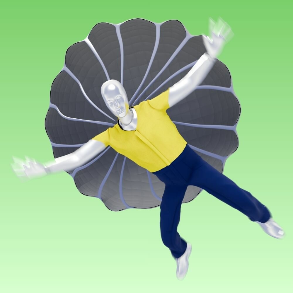 Menschliche Figur mit Fallschirm